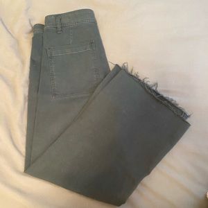 Zara The High Rise Marine Straight Jean- dark green